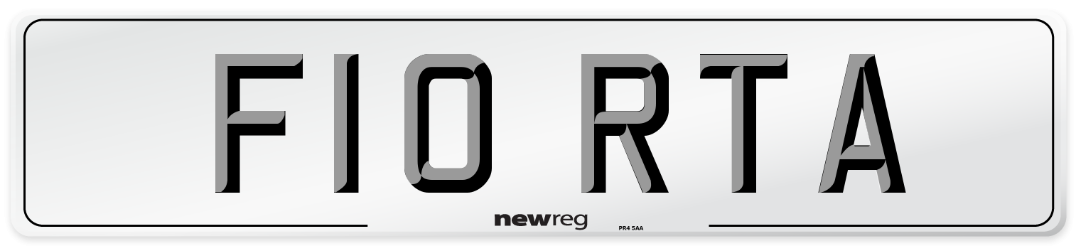 F10 RTA Number Plate from New Reg